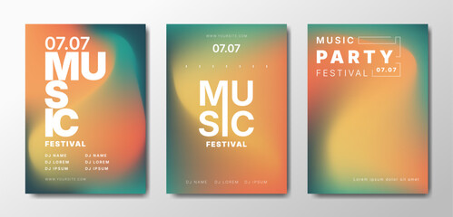 Musical party posters set. Colorful templates for your event.