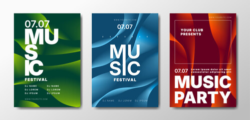 Musical party posters set. Colorful templates for your event.