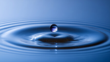Water drop falling. Drop of water falling into a rippled surface of water
