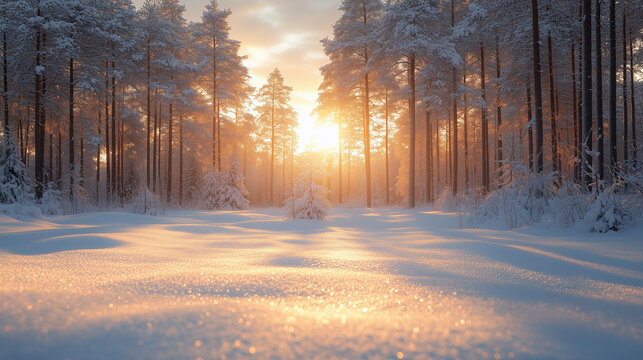 Winter forest. Beautiful snow winter landscape. Winter landscape. Beautiful wintry landscape