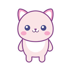 Cute kawaii animal characters in a pastel color palette isolated on white background