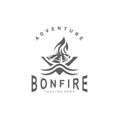 Bonfire Logo Design wood and fire camping adventure vintage illustration