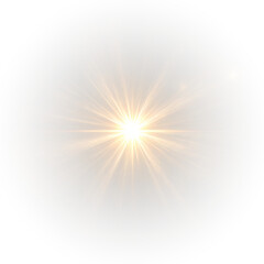 Obraz premium A sparkling gold star emits fine glitter that floats softly outward. Its luminous halo creates a dreamy glow. A refined highlight for festive or fantasy designs. PNG