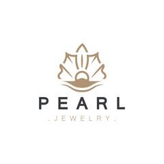 Pearl Shell or jewelry logo elegant and luxury beauty and fashion