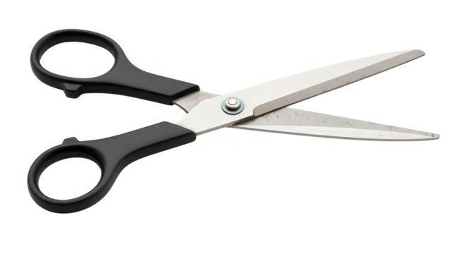 Open Scissors With Black Handles On Black Background