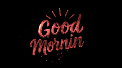 Captivating golden good morning text animation with a luxurious metallic shimmer and sparkling particles, perfect for a cheerful start to the day - Powered by Adobe