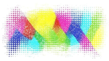 Abstract colorful artistic design with vibrant hues and halftone pattern.