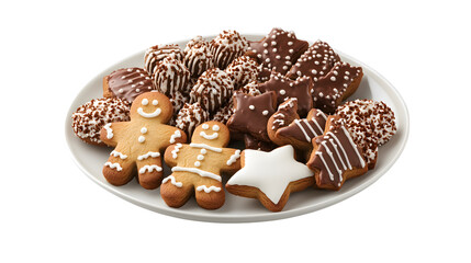 A plate of gingerbread men, Christmas cookies, cutout, transparent image, PNG image