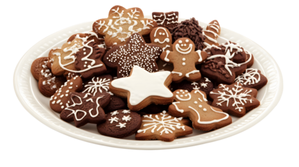 A plate of gingerbread men, Christmas cookies, cutout, transparent image, PNG image