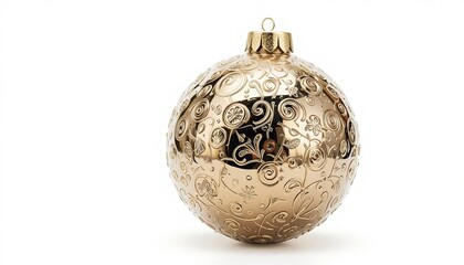 Elegant gold Christmas ornament with intricate patterns for festive holiday cheer