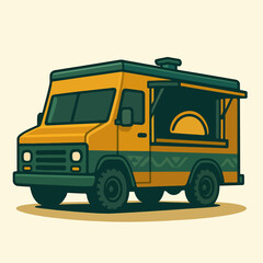 Yellow Street Food Van Outdoor Festival Snack Illustration