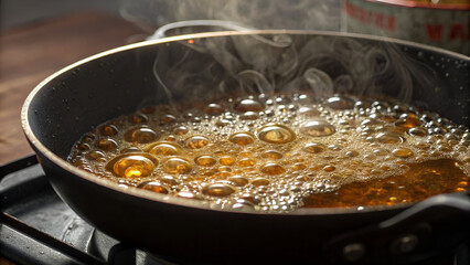 Oil boiling with bubble