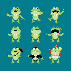 Fototapeta premium Frogs stock vector design. Cute frogs illustration.