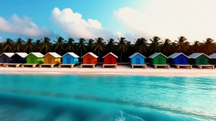 Tropical ocean waves washing onto a sandy beach shoreline - Powered by Adobe