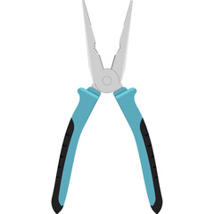 Pair Of Long Nose Pliers With Blue Handles And Black Grips Isolated On Transparent Background