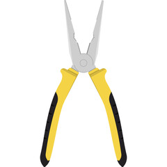Yellow and Black Handled Pliers Tool On White Background Isolated Professional Clipping Path