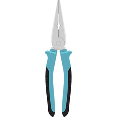 Pair of Light Blue and Black Needle Nose Pliers Tool Isolated on Transparent Background
