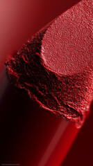 Deep Red Lipstick Texture Closeup