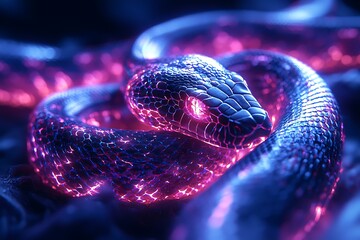 Ultra Detailed Neon Snake Portrait Shot high resolution picture
