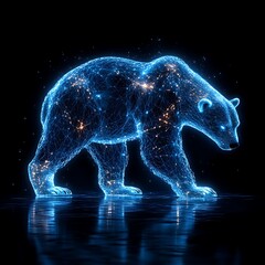 Vibrant neon wireframe bear abstract style high resolution picture