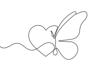 Love shape simple one line art valentine's day minimal outline romantic vector design
