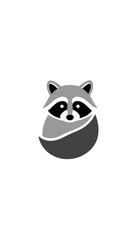 Fototapeta premium A stylized raccoon logo design with a gray and black color scheme on a white background.