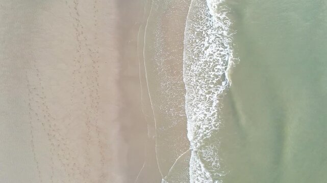 Drohnenaufnahme von diversen Reitern die entspannt entlang der Nordseek&uuml;ste reiten