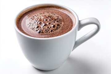 Fototapeta premium Enjoy a moment of tranquility with a rich cup of coffee, steaming invitingly in a simple white mug. The aroma fills the air, promising a delightful start to the day