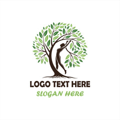 Human Tree Logo Set &ndash; Nature, Wellness, Eco-Friendly Organic Concept Designs