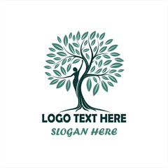 Human Tree Logo Set &ndash; Nature, Wellness, Eco-Friendly Organic Concept Designs