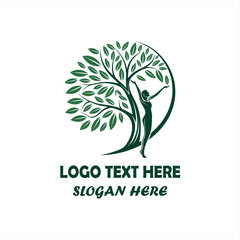 Human Tree Logo Set &ndash; Nature, Wellness, Eco-Friendly Organic Concept Designs
