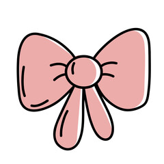 Cute pink bow illustration for decor. Hand-drawn pink bow illustration ideal for holiday designs, gift wrapping graphics, feminine themes, and decorative vector projects.