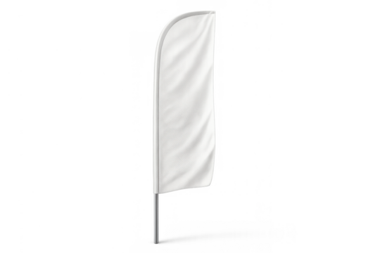 White blank feather flag mockup, an outdoor advertising display banner with copy space for promotion on a transparent background