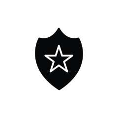 Solid icon of a shield with a star, representing security, protection, trust, safety, quality, and reliability. Ideal for apps, badges, cybersecurity, business branding, and digital projects.