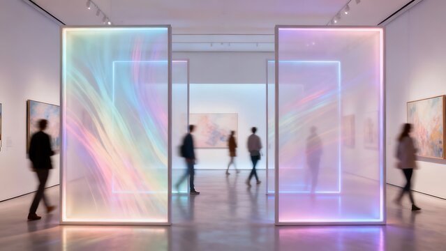 Generative AI interactive light installations in a museum setting. - Powered by Adobe
