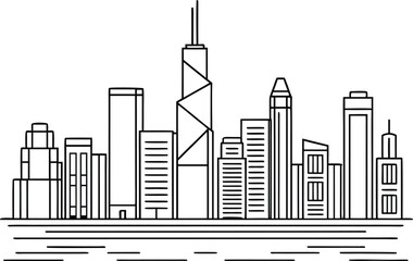 Obraz premium Chicago Skyline Outline Design. Chicago City Skyline Outline. Urban Chicago Skyline Drawing. Chicago Downtown Outline Art. Chicago Cityscape Outline Set. Modern Chicago Skyline Graphic