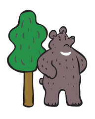 立ちはだかるクマと木 くま　熊
animal_bear_1