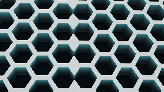 Close Up White Satellite Dish Surface with Hexagonal Grid Pattern, Aerospace Communication Concept