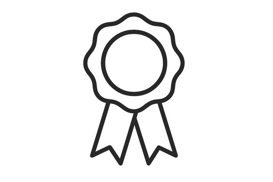 Minimalist outline style award rosette symbol for quality guarantee and achievement