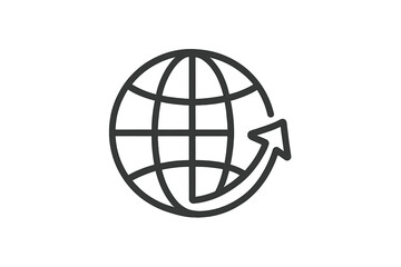 Worldwide network symbol with circular arrow indicating global connection or refresh