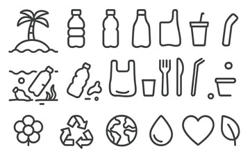 Global environmental conservation and plastic pollution issues with recycling and disposable waste