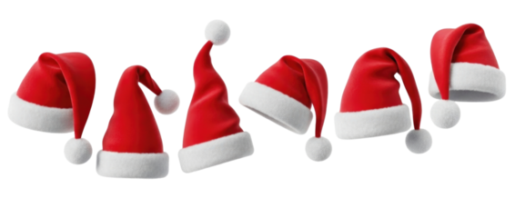 Collection of santa hats transparent background cutout png