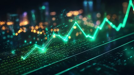 Green Line Visualization Displaying Market Growth high resolution picture
