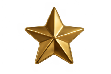 Golden award star symbolizing achievement, success, excellence, victory, reward, quality, and celebration on transparent background