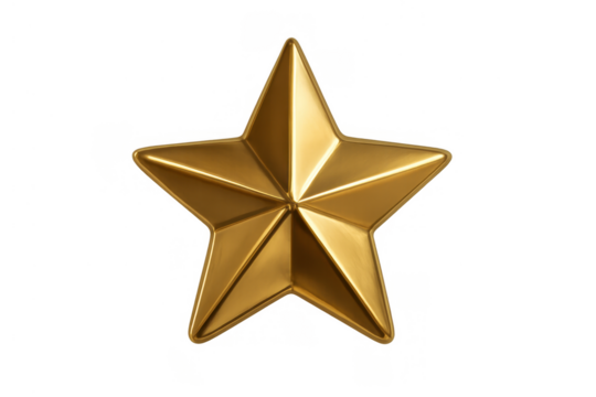 Golden award star symbolizing achievement, success, excellence, victory, reward, quality, and celebration on transparent background