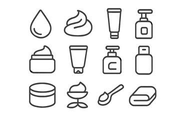 Minimalist cosmetic packaging, skincare products, beauty ingredients, and spa items