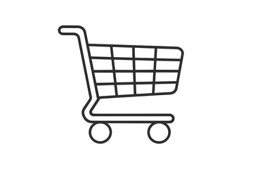 Simple black outline shopping cart for retail and e-commerce transactions