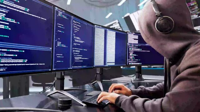 Mid-Age Caucasian Man Using Computer