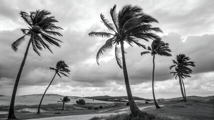 Black and White photography of a Palm Trees
