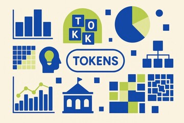 Obraz premium Comprehensive visual representation of tokens highlighting data analytics financial graphs diagrams and technology concepts in a professional environment expressing innovation